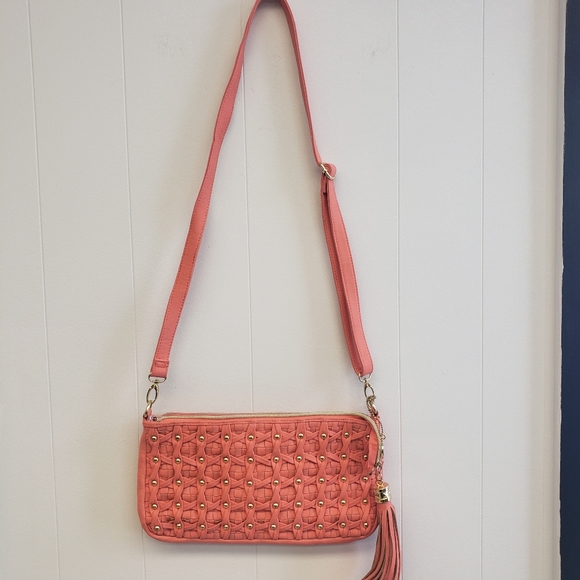 Big Buddha Handbags - Big Buddha woven coral crossbody  bag